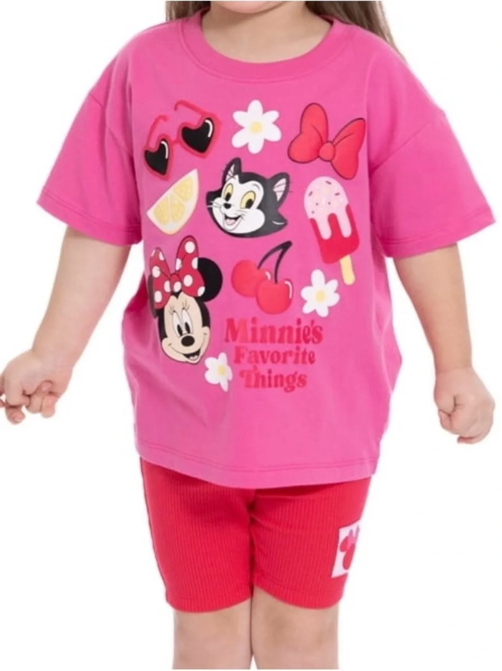 Minnie Mouse Toddler Girls Graphic Tee and Bike Shorts Set, 2-Piece,3T